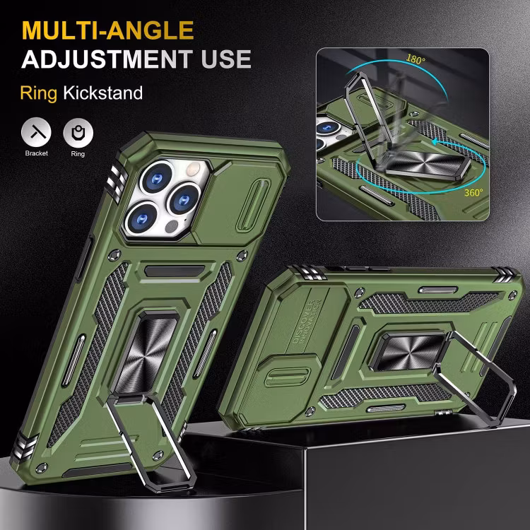 iPhone 14 Pro Max - Skal CamShield / Kameraskydd Ringhållare Grön