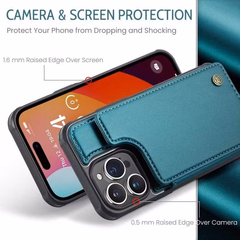 iPhone 14 Pro - Stöttåligt Skal 4-FACK Korthållare Grön