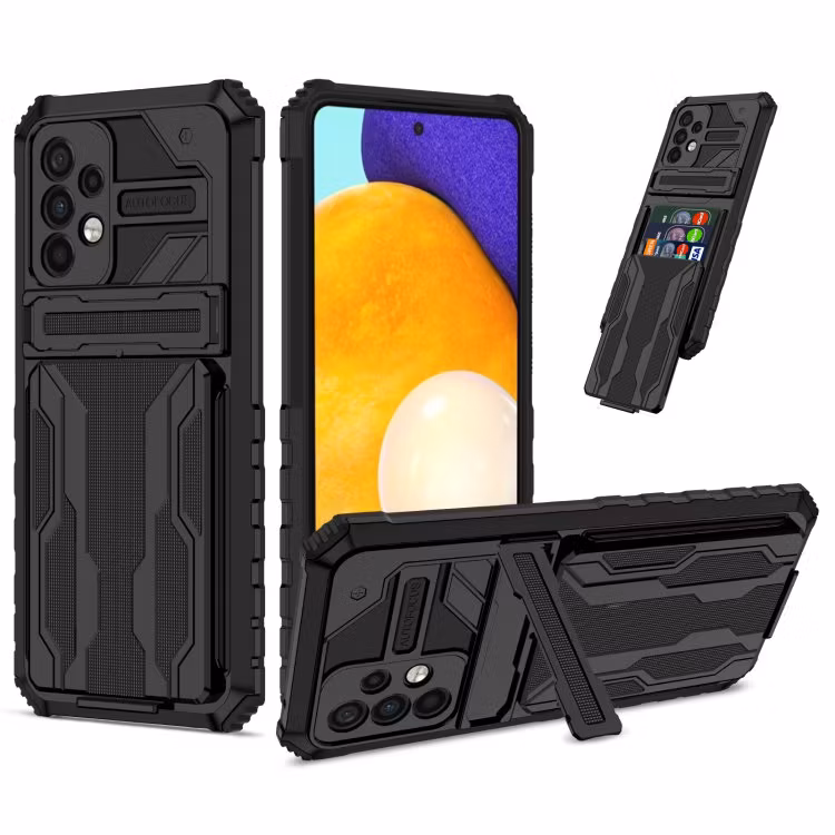 Samsung A52/A52s - Stöttåligt Hybrid Skal Kortfack Svart