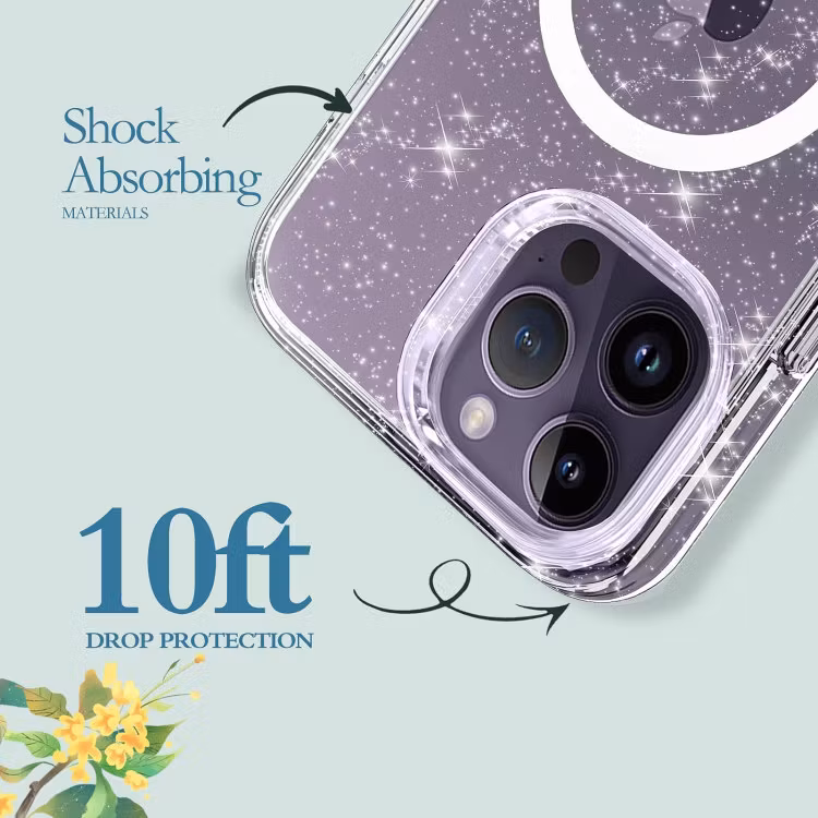 iPhone 12/12 Pro - Glitter MagSafe Skal Stöttåligt Transparent