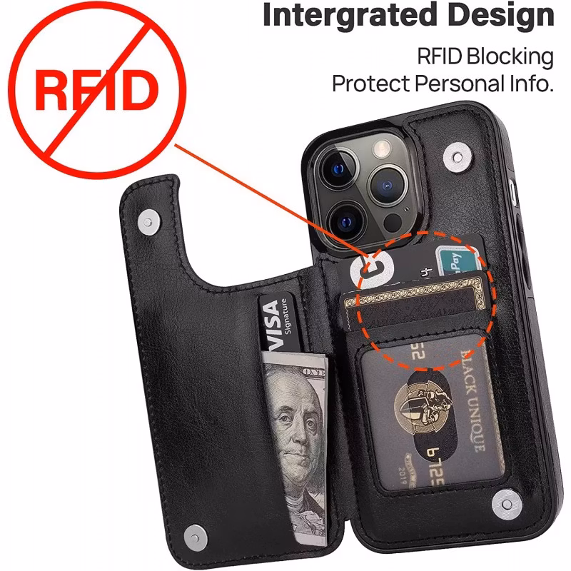 iPhone 14 Pro Max - Läderskal med kortfack Nordic® Svart