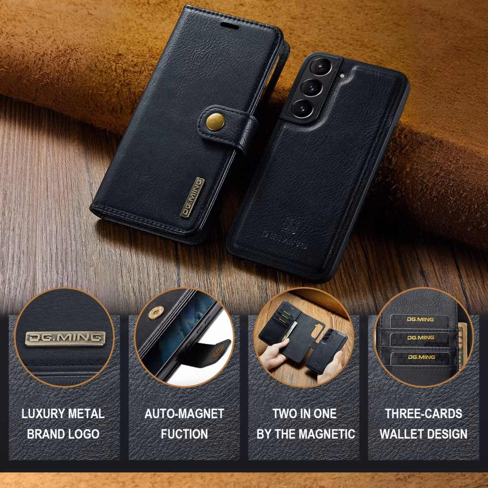 Samsung S24 - DG.MING® 2in1 Magnet Läder Fodral Svart