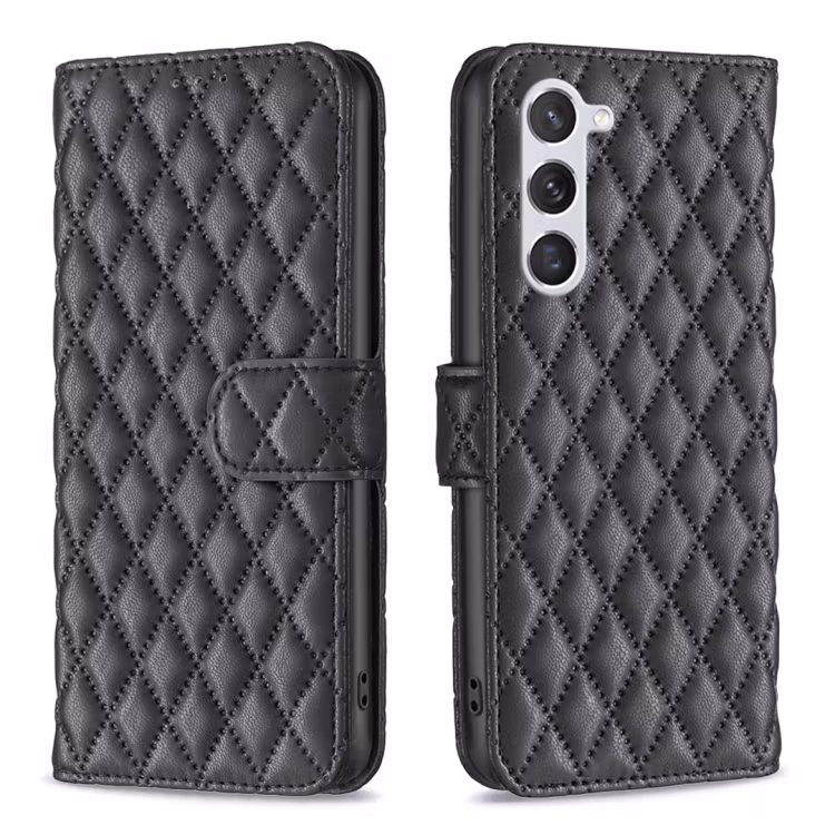 Samsung S23 - Fodral läder Quilted Diamond Svart