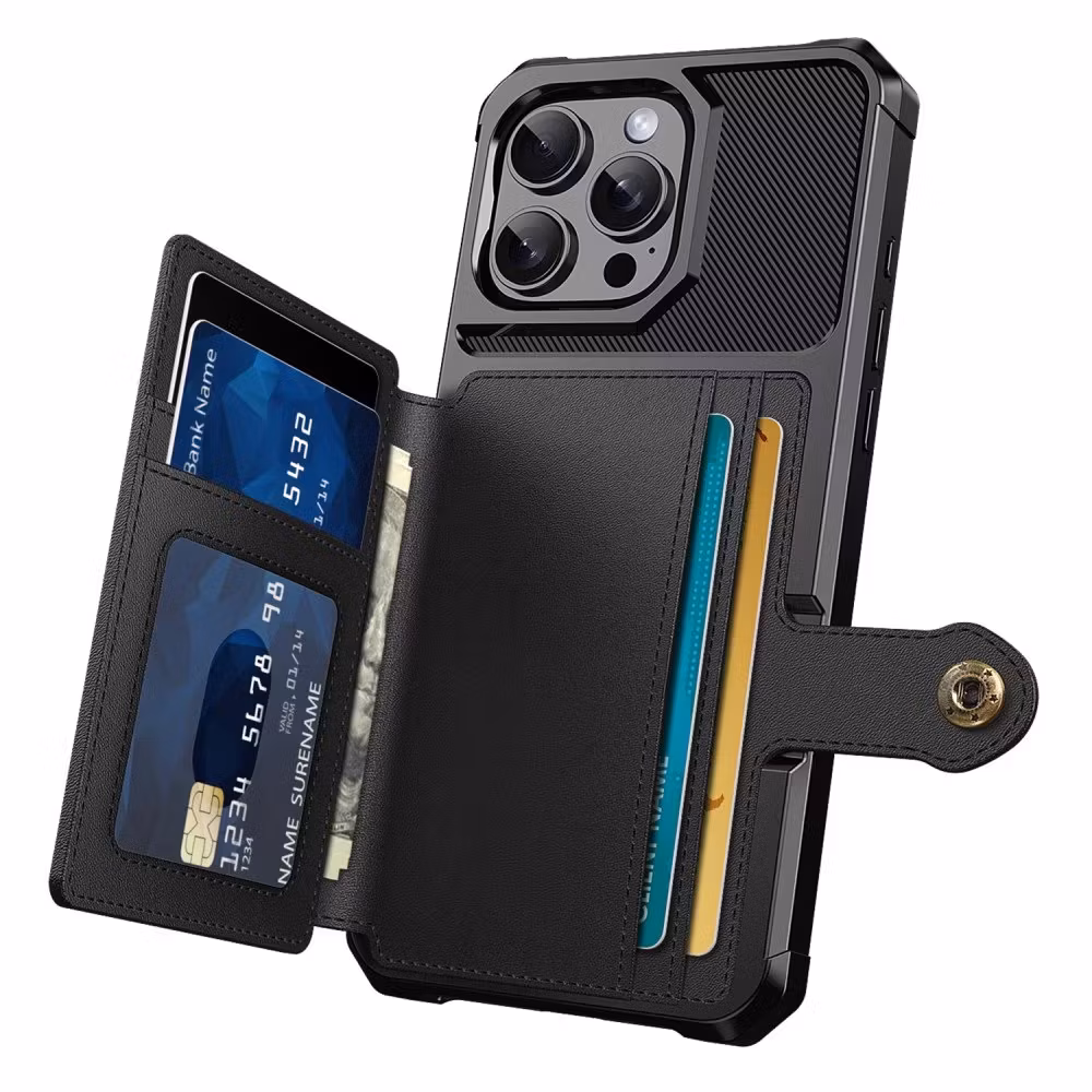 iPhone 16 Pro Max - Skal Med Magnetiskt Plånbok RFID Svart