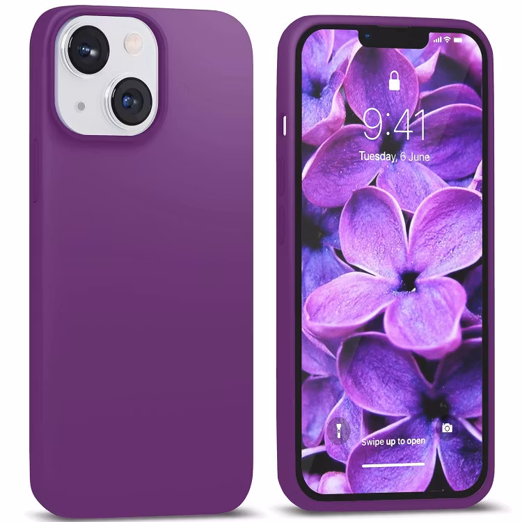 iPhone 14 - Gummibelagt Stöttåligt Silikon Skal Mörk Lila