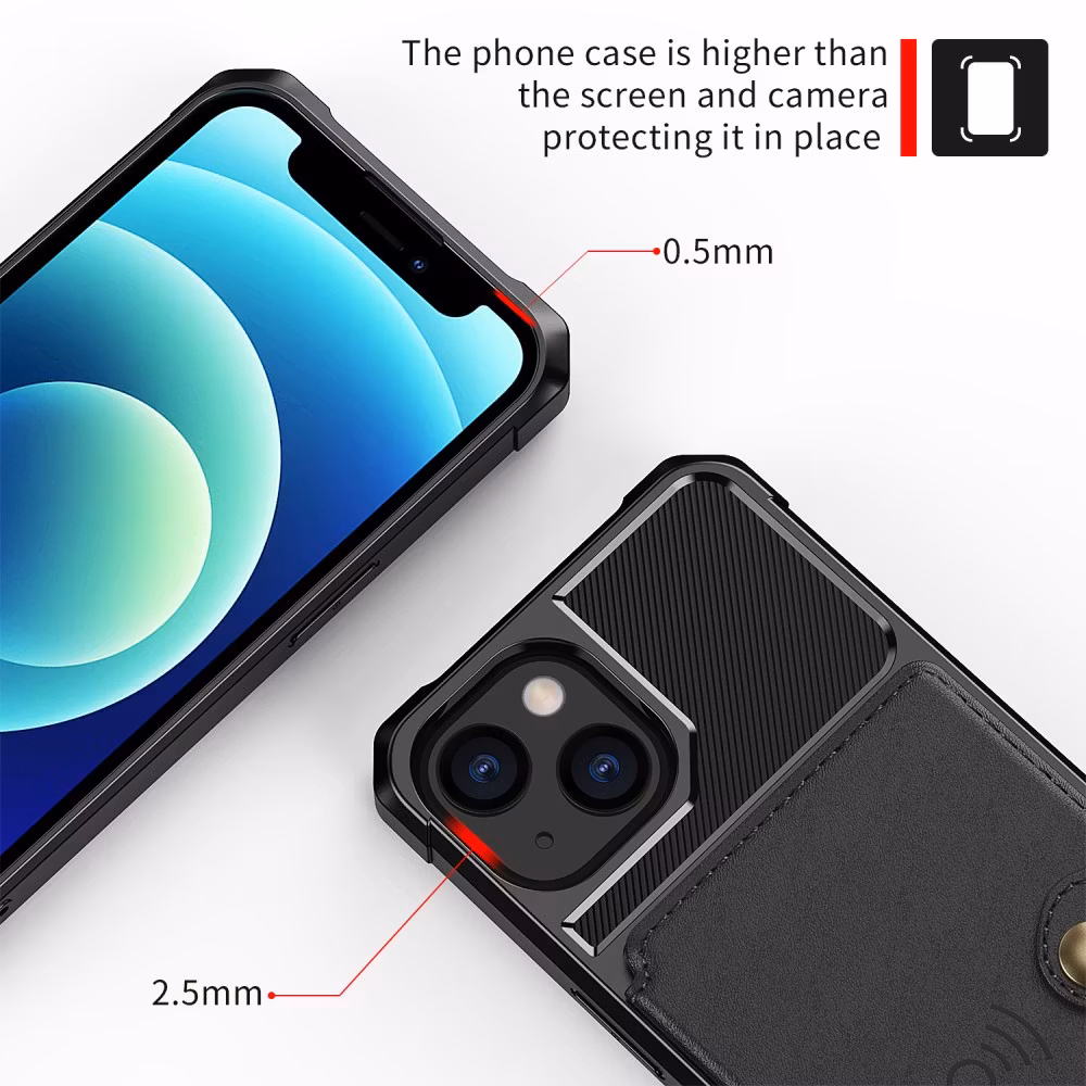 iPhone 15 - Stöttåligt Skal Kortfack RFID Skyddat Svart