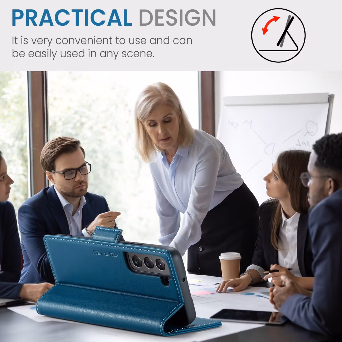 Samsung S23 - Fodral Premium Läder RFID Skyddat CaseMe® Blå