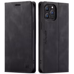 iPhone 13 Pro Max - Premium Läder Fodral RFID Skyddat Svart