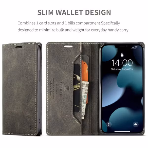 iPhone 13 - Fodral Premium Läder RFID Skyddat Brun