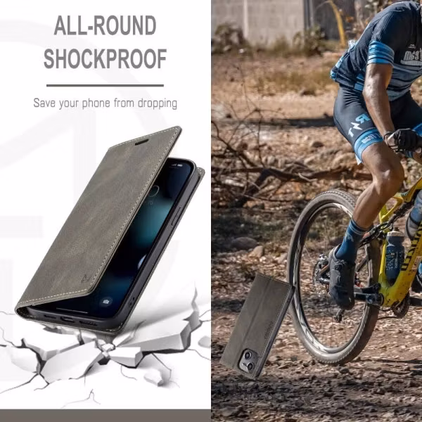 iPhone 13 - Fodral Premium Läder RFID Skyddat Brun