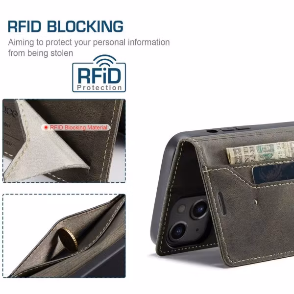 iPhone 13 - Fodral Premium Läder RFID Skyddat Brun