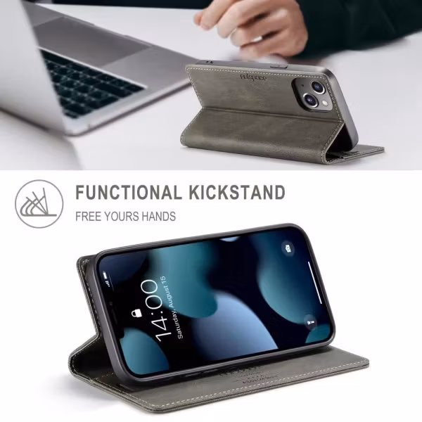 iPhone 13 - Fodral Premium Läder RFID Skyddat Brun