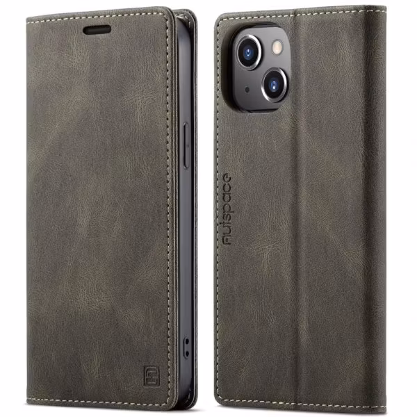 iPhone 13 - Fodral Premium Läder RFID Skyddat Brun