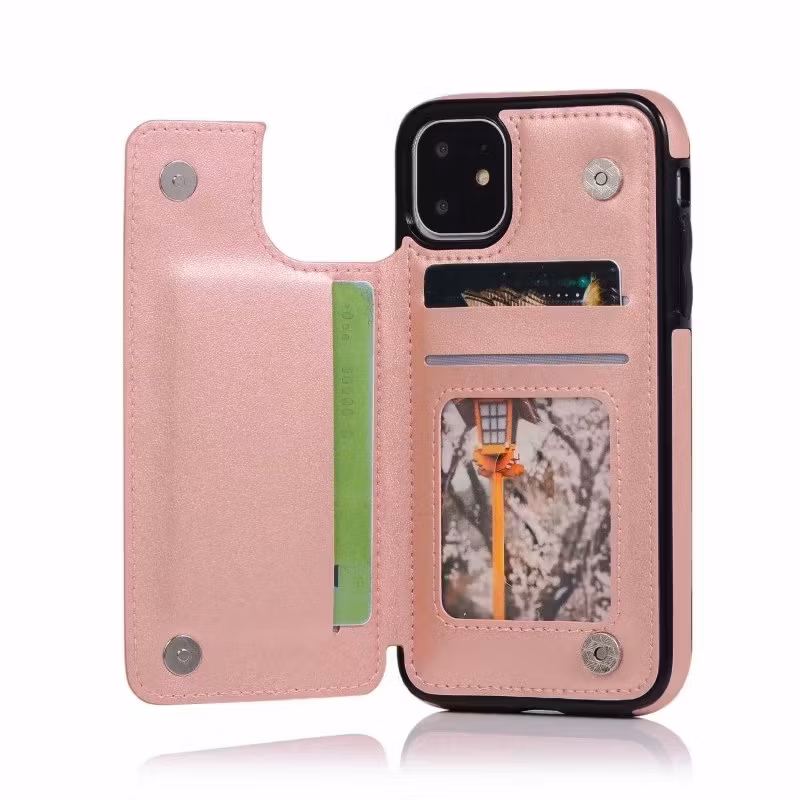 iPhone 12/12 Pro - Stöttåligt skal med kortfack Nordic® Roséguld