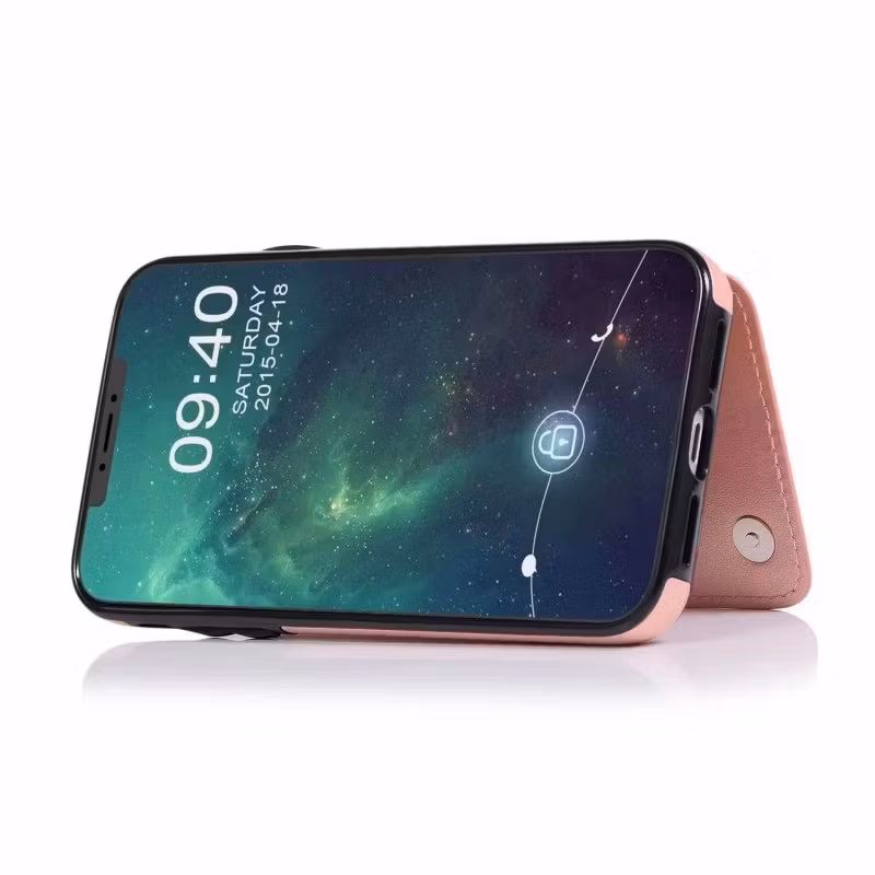 iPhone 12/12 Pro - Stöttåligt skal med kortfack Nordic® Roséguld