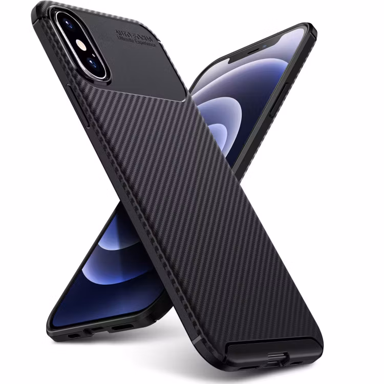 iPhone X/XS - Stöttåligt Skal Kolfiber Mönster Svart