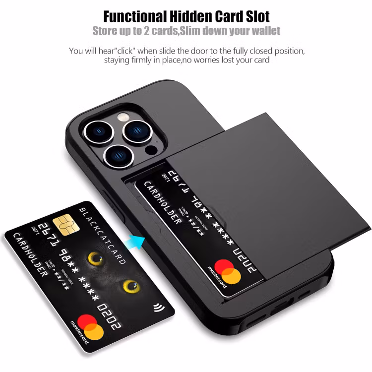 iPhone 12/12 Pro - Skal med kortfack Solid® Extra förstärkt Svart