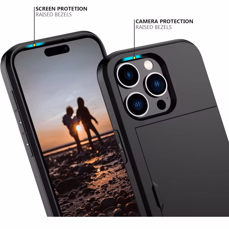 iPhone 12/12 Pro - Skal med kortfack Solid® Extra förstärkt Svart