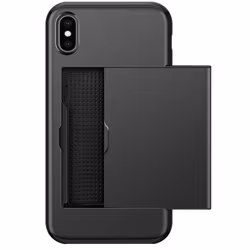 iPhone X/XS - Stöttåligt Skal med Kortfack Extra Förstärkt Svart