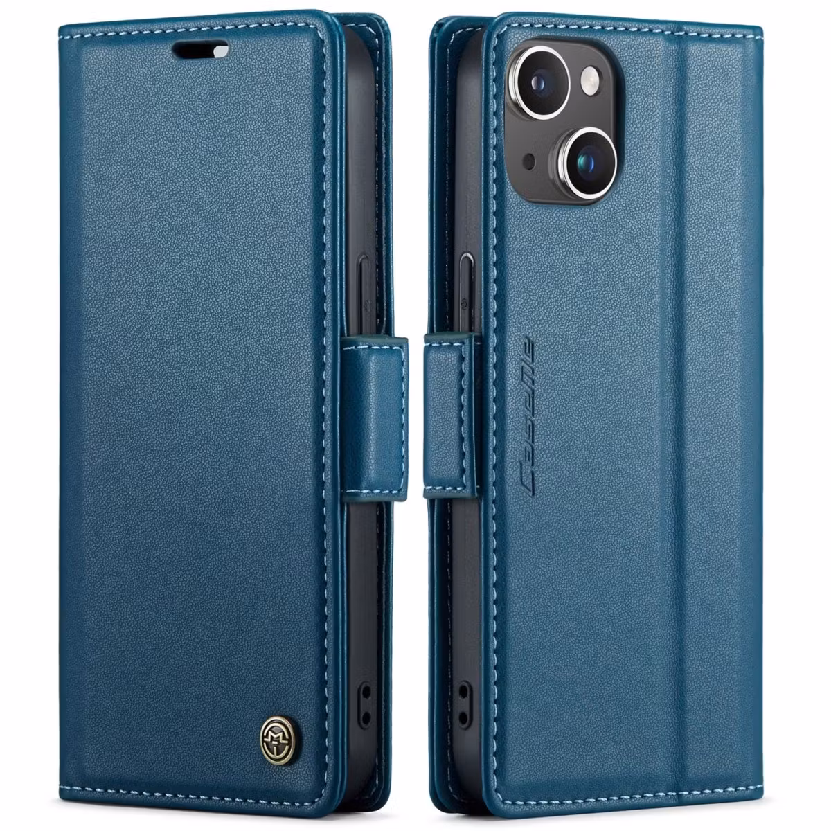 iPhone 13 - Fodral Premium Läder RFID Skyddat CaseMe® Blå