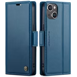 iPhone 13 - Fodral Premium Läder RFID Skyddat CaseMe® Blå