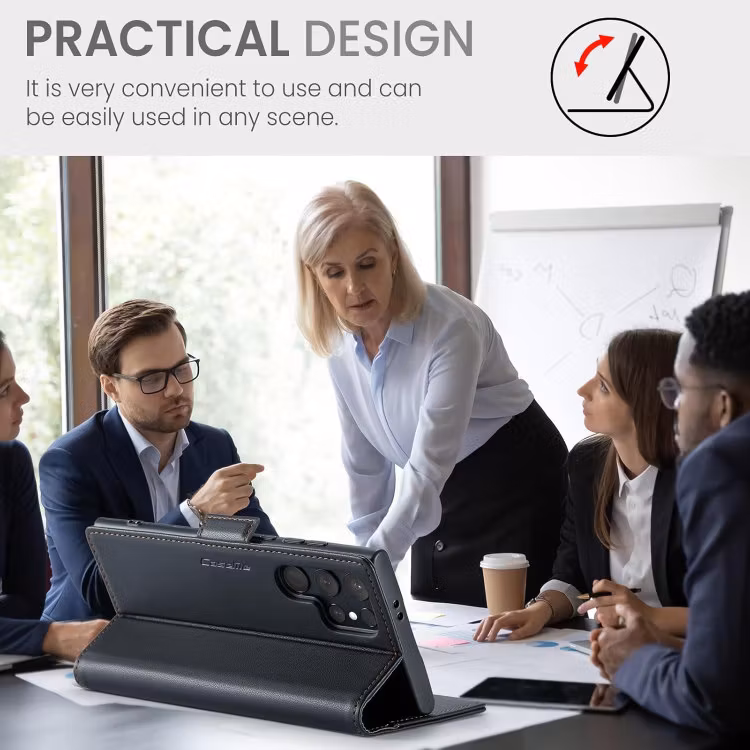 Samsung S24 Ultra - Fodral Premium Läder RFID Skyddat CaseMe® Svart