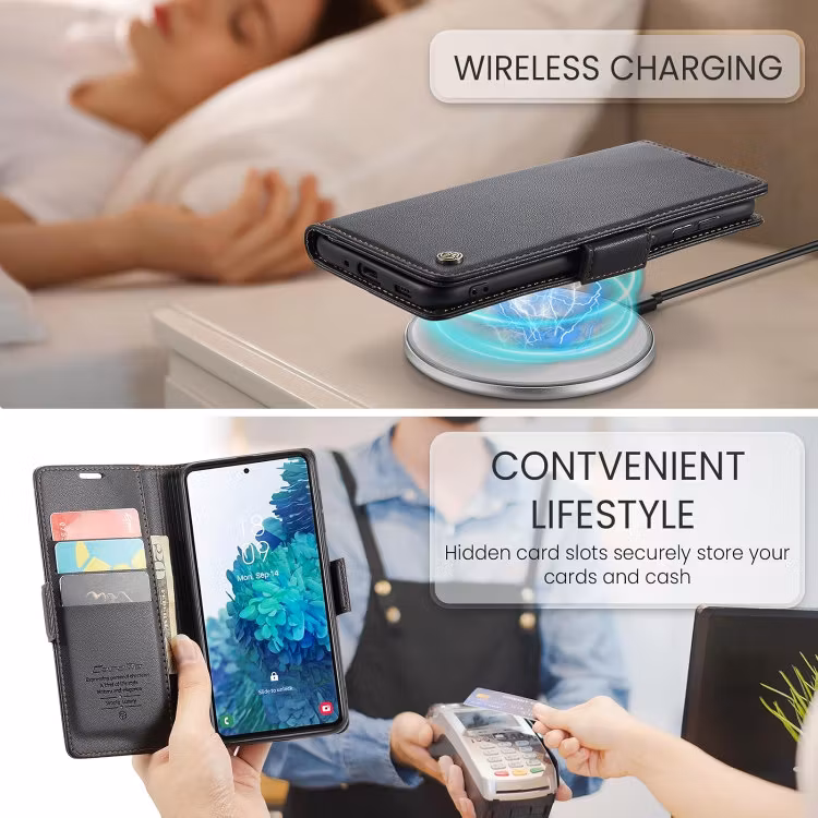 Samsung S20 FE - Fodral Premium Läder 4-FACK CaseMe® Svart