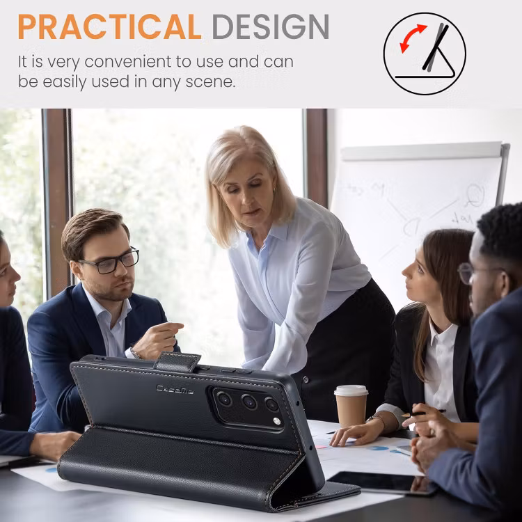 Samsung S20 FE - Fodral Premium Läder 4-FACK CaseMe® Svart