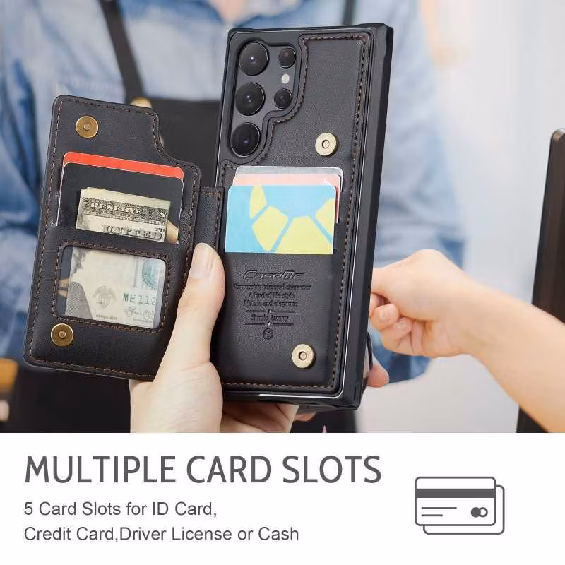 Samsung S23 Ultra - Skal Korthållare RFID Skyddat Stöttåligt  Svart