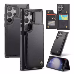 Samsung S23 Ultra - Skal Korthållare RFID Skyddat Stöttåligt  Svart