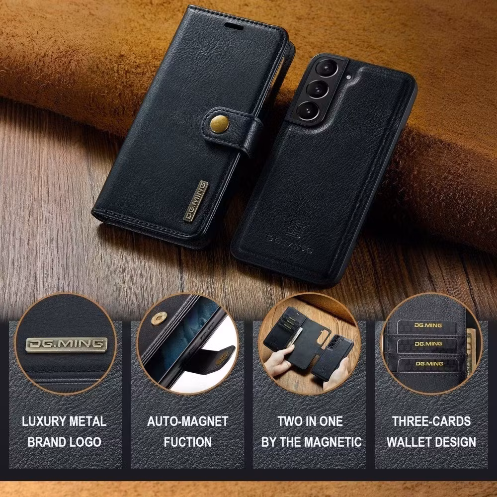Samsung S21 - DG.MING® 2in1 Magnet Läder Fodral Svart