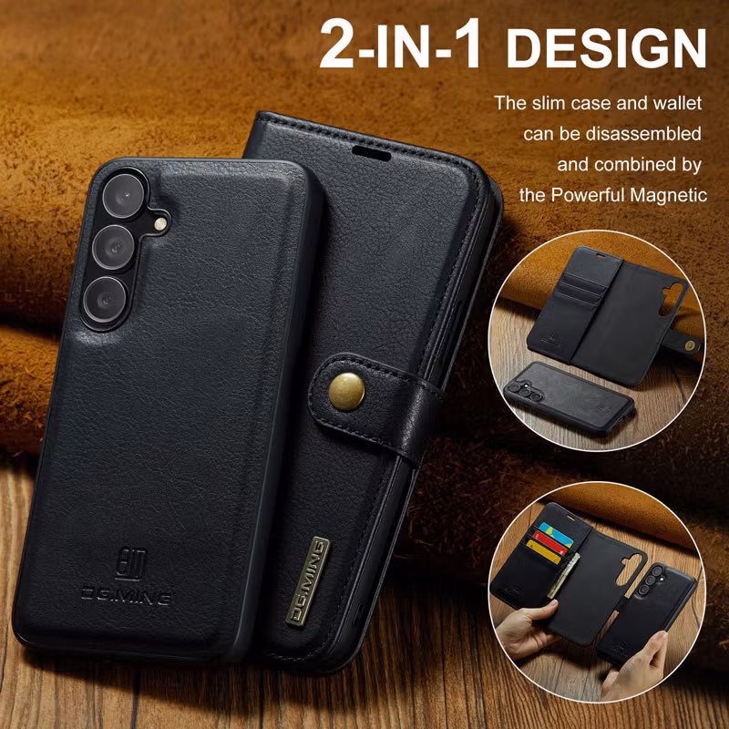 Samsung S24 - DG.MING® 2in1 Magnet Läder Fodral Svart