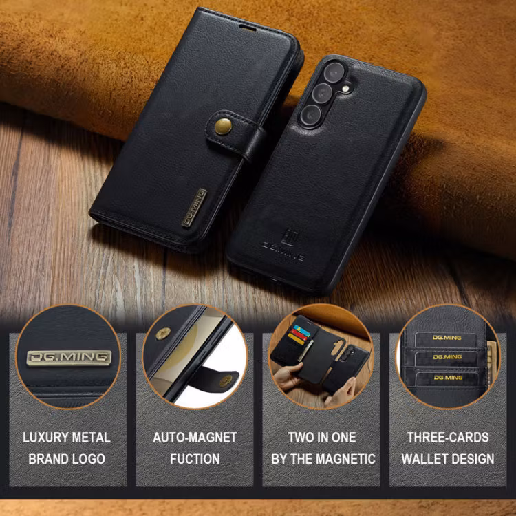 Samsung Galaxy S25 - Fodral DG.MING® 2in1 Magnet Läder Svart