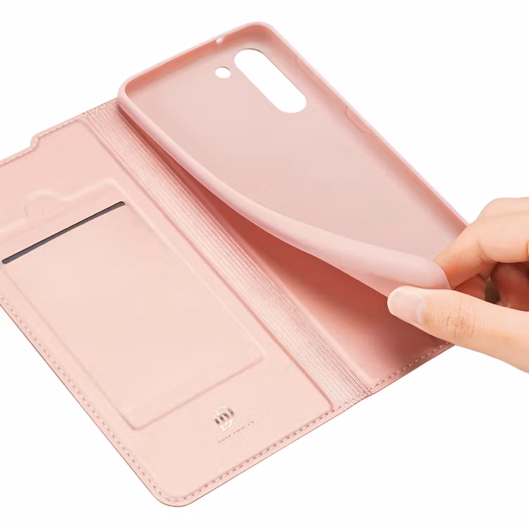 Samsung S21 FE- DUX DUCIS® Slim Pro Läder Fodral Roséguld