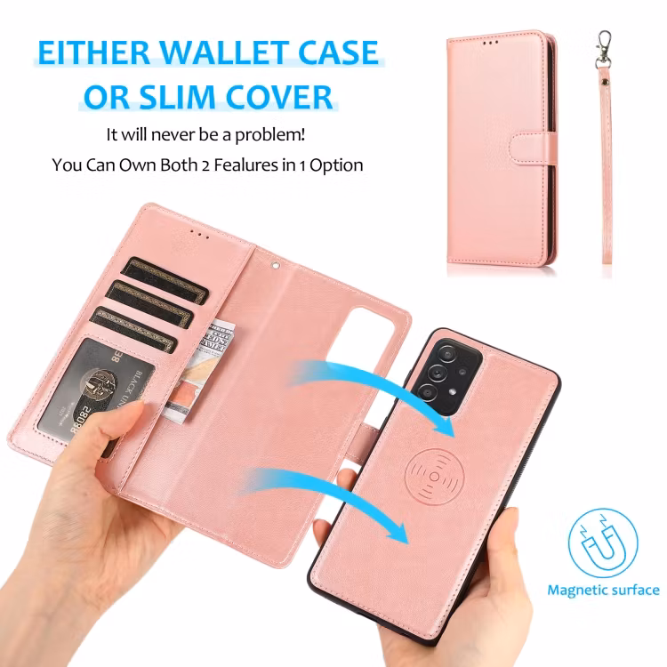 Samsung A52/A52s - 2in1 Magnet Läder Fodral Roséguld
