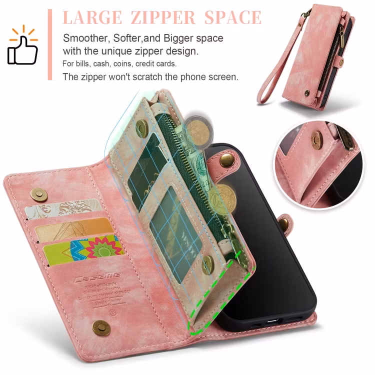 iPhone 13 Pro Max - CaseMe® 2in1 Magnet Plånboksfodral Rosa