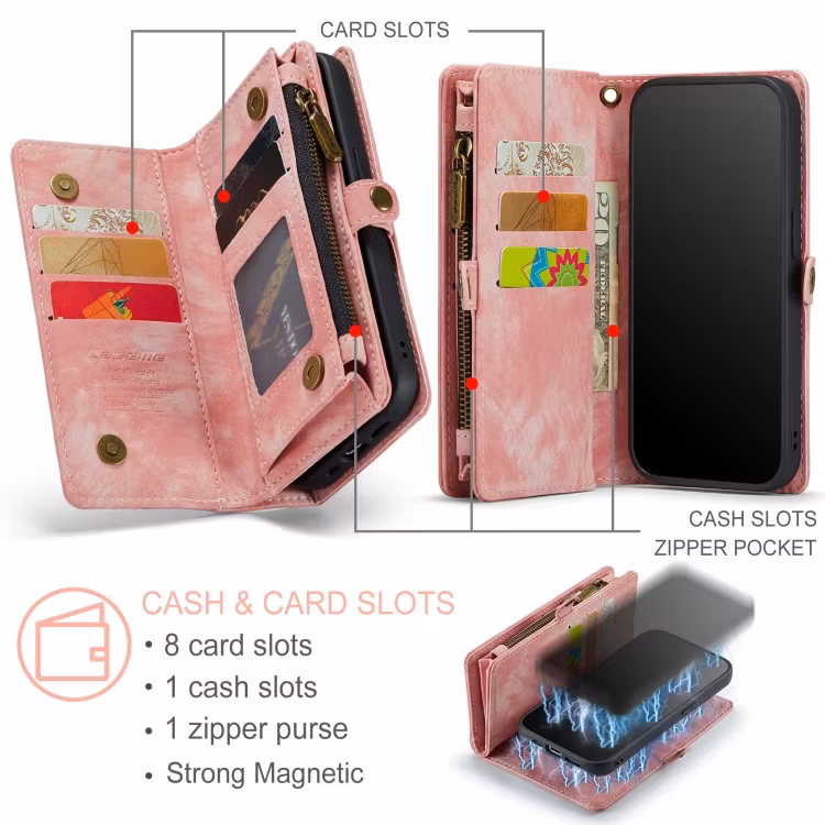 iPhone 13 Pro Max - CaseMe® 2in1 Magnet Plånboksfodral Rosa