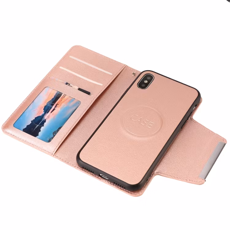 iPhone X/XS - 2in1 Magnet Plånboksfodral Roséguld