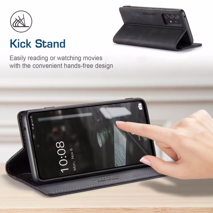 Samsung A53 - Premium Läder Fodral RFID Skyddat Svart