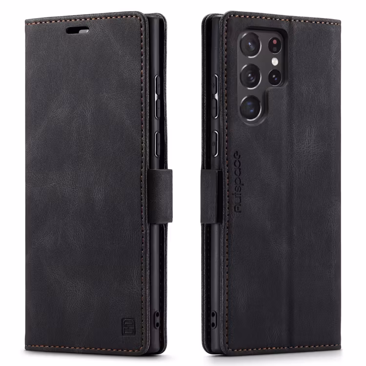 Samsung S22 Ultra - Premium Läder Fodral RFID Skyddat Svart