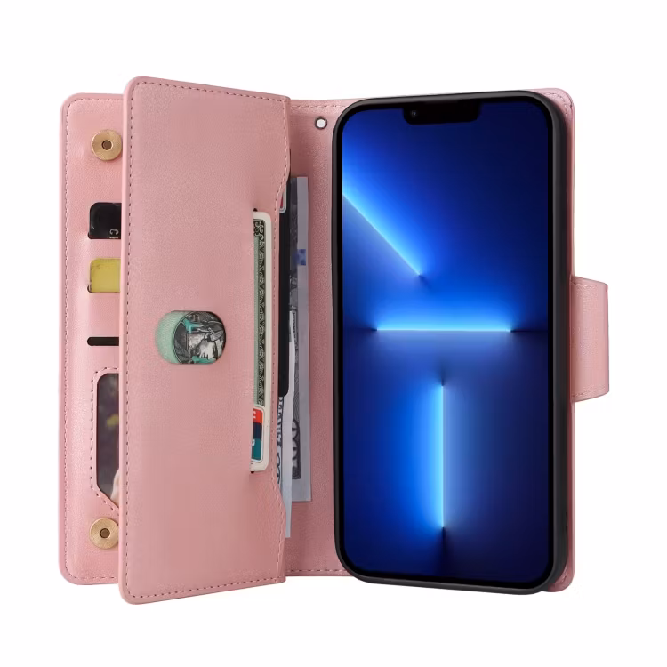 iPhone 13 Pro - Multifunktionellt Solid® Läder Fodral Roséguld