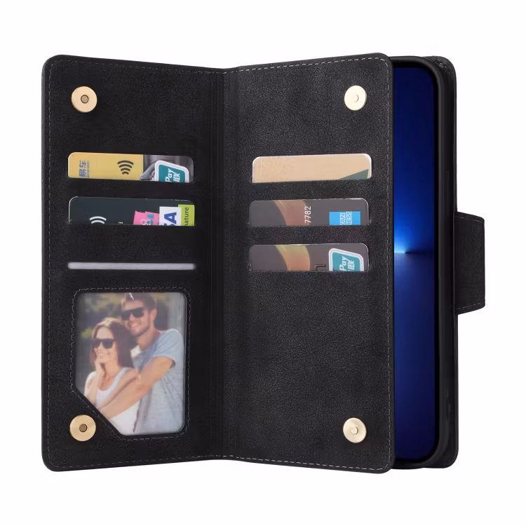 iPhone 14 Pro Max - Multifunktionellt Solid® Läder Fodral Svart