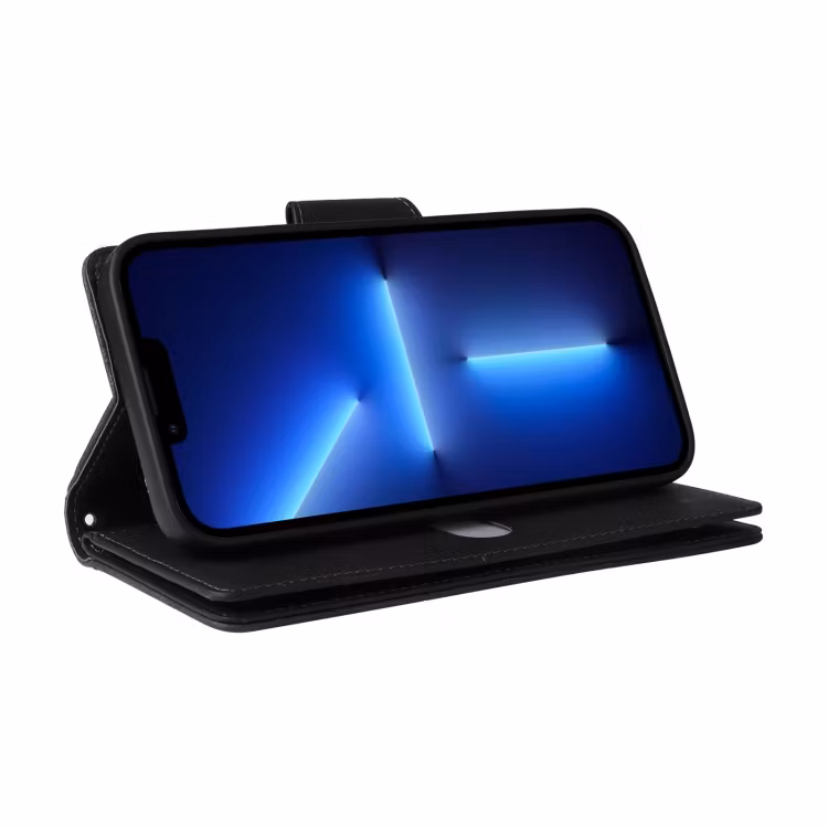 iPhone 14 Pro Max - Multifunktionellt Solid® Läder Fodral Svart