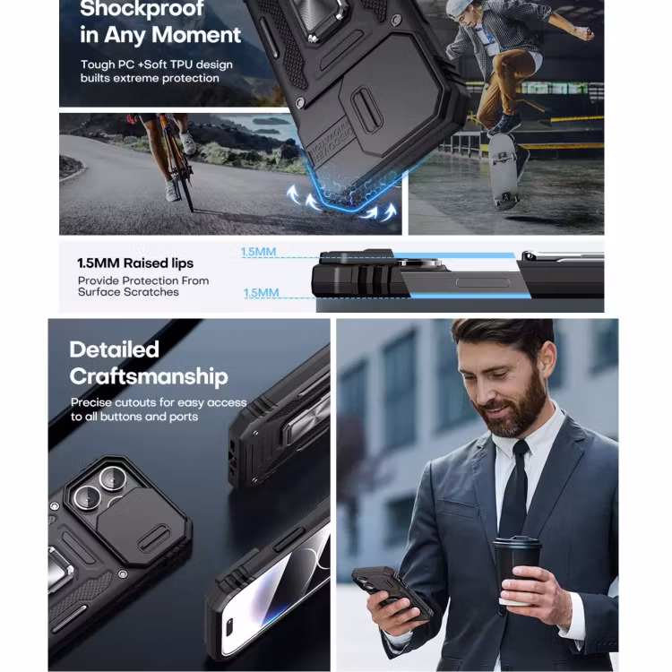 iPhone 14 Pro - Skal CamShield / Kameraskydd Ringhållare Svart