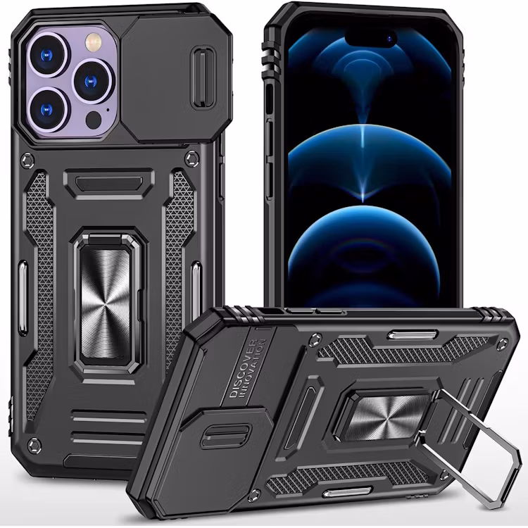 iPhone 14 Pro - Skal CamShield / Kameraskydd Ringhållare Svart