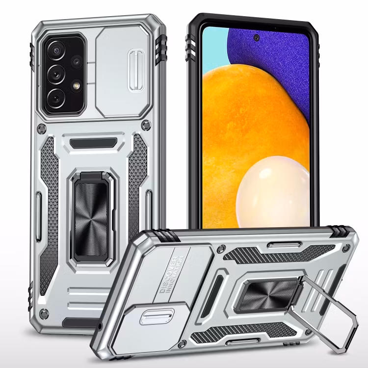 Samsung A52/A52s - Skal Kameraskydd Hybrid Ringhållare Silver