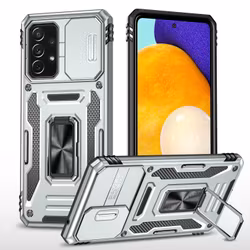 Samsung A52/A52s - Skal Kameraskydd Hybrid Ringhållare Silver