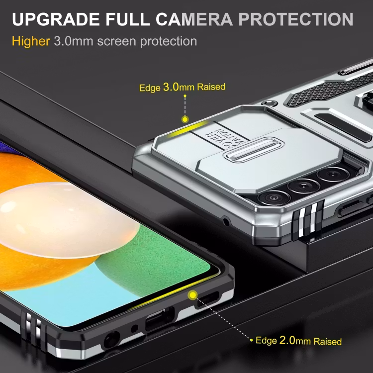 Samsung A52/A52s - Skal Kameraskydd Hybrid Ringhållare Silver