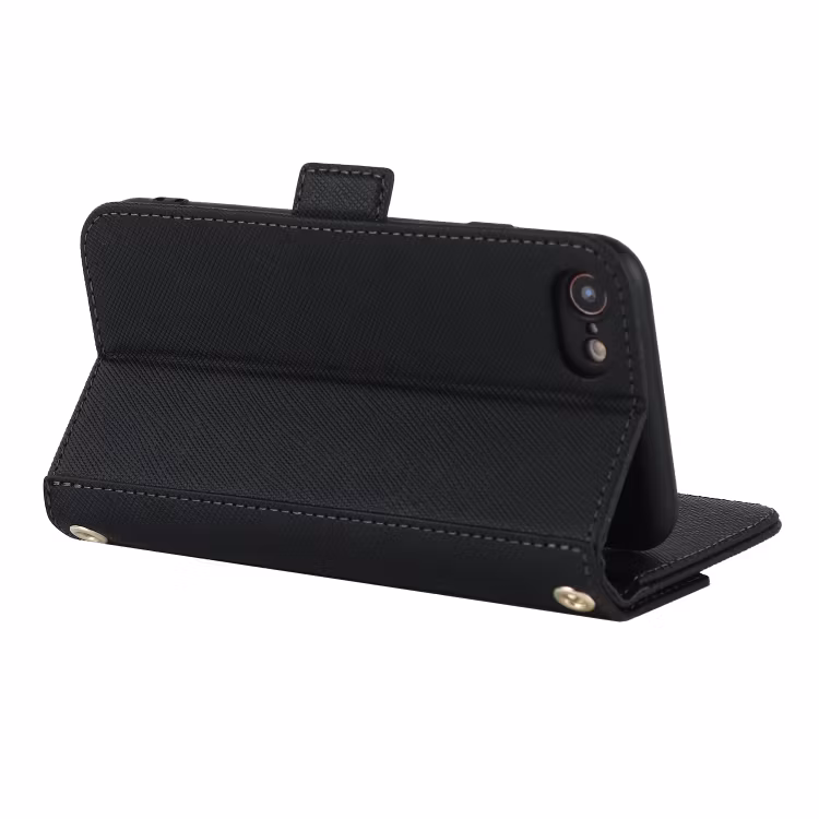 iPhone 7/8/SE - Elegant Plånboksfodral Med Spegel Svart