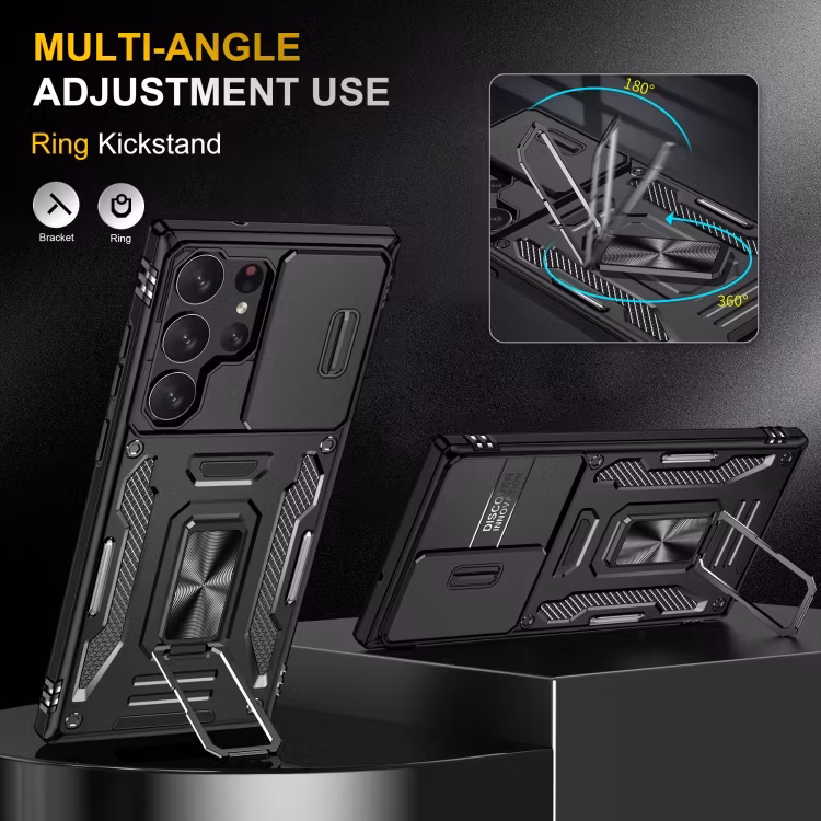 Samsung S24 Ultra - Skal CamShield / Kameraskydd Kickstand Svart